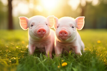 a pair of cute pigs
