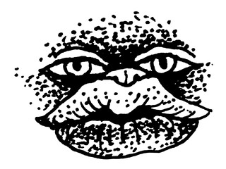 Mask dog fish style cartoon tattoo print stamp