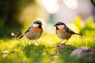 a pair of cute birds