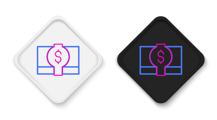 Line Stacks paper money cash icon isolated on white background. Money banknotes stacks. Bill currency. Colorful outline concept. Vector