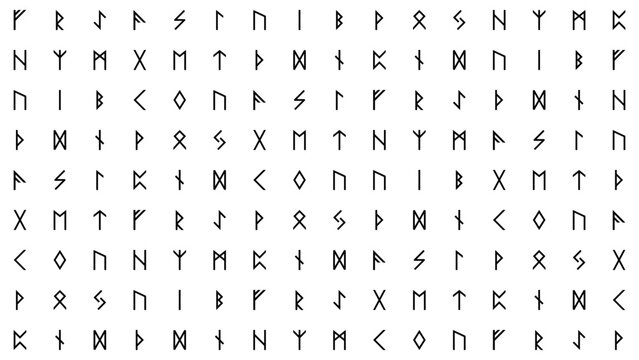 Mystical Seamless Pattern Featuring All Existing Runes