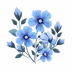 Isolated blue flowers on a white background. High-resolution