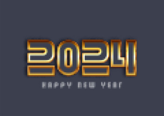 modern Happy New Year background with gold numbers design