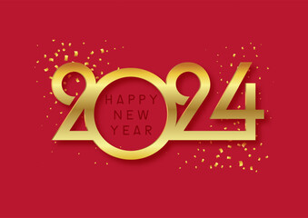 Red and gold Happy New Year background with confetti design