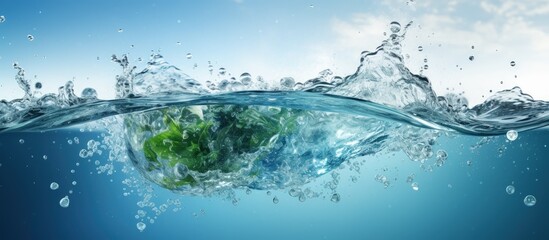 Naklejka na ściany i meble Earth floating in water isolated environmental concept