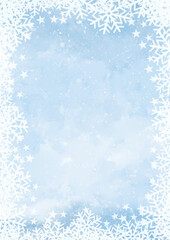 Christmas background with a decorative snowflake and stars border