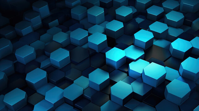 Digital Geometric Technology Cyan and Blue Hexagon Background © Image Lounge