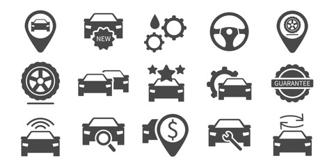 Dealership line vector icons set