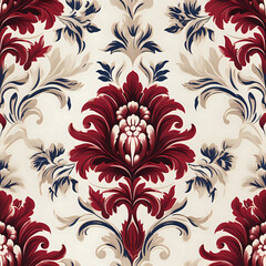 seamless pattern with flowers, Damask Delight: Full Drop Repeat Wallpaper Design, AI Generated