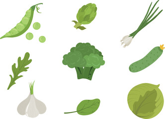 Vegetables set in doodle style. Organic Products. Healthy food