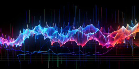 Vibrant Soundwave with Gradient Background   A blue and purple sound wave with a purple and blue...