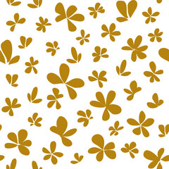 Seamless pattern with gold floral ornament on a white background for wallpaper, wrapping, print, texture.