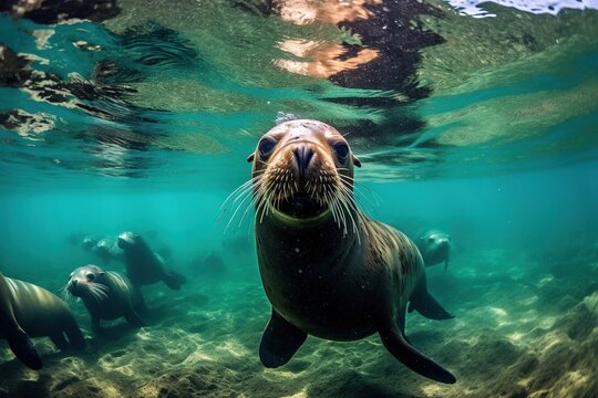 close up of sea lions on the beach
