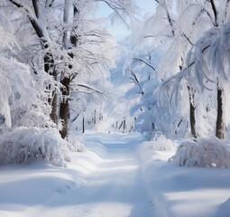 Fototapeta na wymiar a beautiful snowy landscape in winter