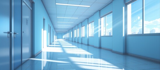 Obraz premium Sunlit Hallway: Illuminated Pathway with Radiant Sunlight Streaming Through