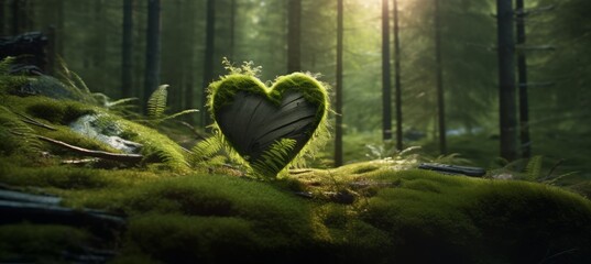 Enchanting Forest of Love: Heart-shaped Tree Blossoming with Romance and Serenity