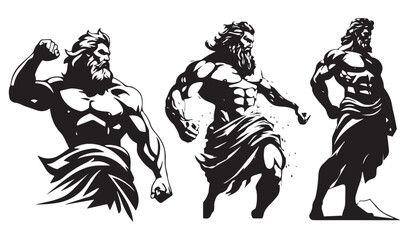 Greek god Zeus vector silhouette illustration of acient male - obrazy, fototapety, plakaty