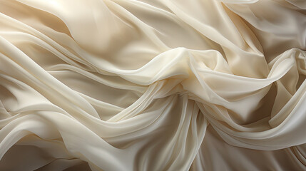 Abstract Art of White Silky Fabric Textile Transparent Wavy Background