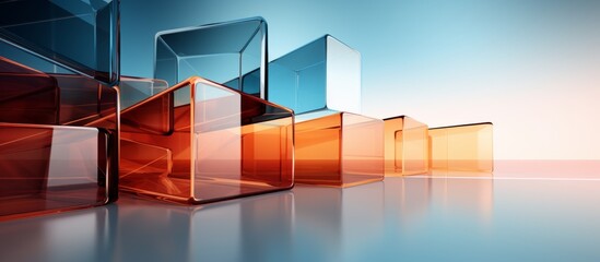 abstract 3d rectable cubic form shiny and reflect material modern backdrop template showcase with background of beautiful nature scenery color tone
