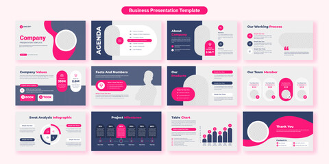 Creative business PowerPoint presentation slides template design. Use for modern keynote presentation background, brochure design, website slider, landing page, annual report, company profile - obrazy, fototapety, plakaty