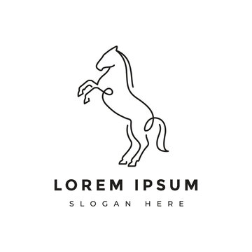 horse minimalist animal mammal logo design vector art graphic