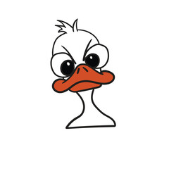 Hand-drawn cartoon angry duck face on a white background.