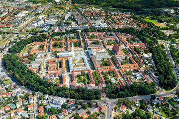 Neubrandenburg, Altstadt, Stadtring, Mecklenburg-Vorpommern, Deutschland, Luftaufnahme aus dem...