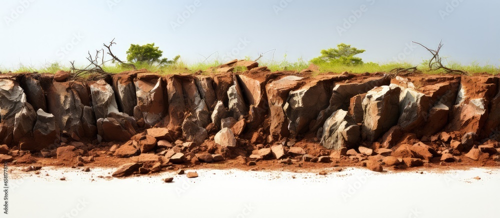 Poster prevent erosion caused by storms by showing soil and rock layers