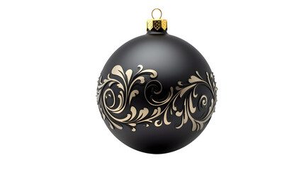 Elegant Black Christmas Ornament Ball on Transparent Background