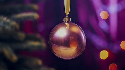 Decorated Christmas ball closeup, perfect for festive events and marketing materials, copy space