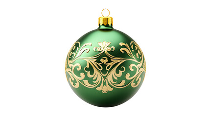 Elegant Green Christmas Ornament Ball on Transparent Background
