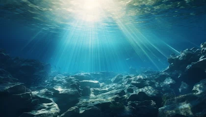 Foto op Aluminium Serene Underwater Scene with Sunlight Shining on Ocean Beach © ParinApril