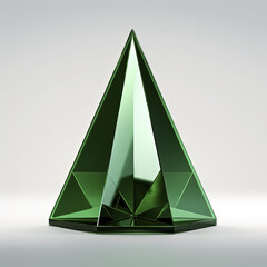 Vivid 3D rendering of a layered green origami Christmas tree on a white background, ideal for holiday decor and festive designs