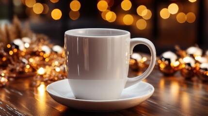 Obraz premium A close-up shot of a blank white 11 oz coffee mug mockup