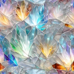 Poster Shiny glass crystal lotus pattern generative AI © park