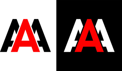 AAA Letter Initial Logo Design Template Vector Illustration | AAA Red Black White logo Template | AAA Logo
