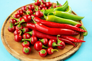 Different type hot  Chili Pepper, spicy organic paprika background