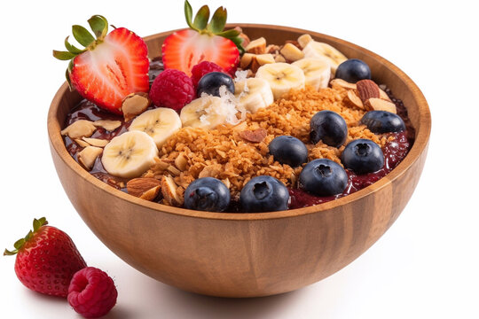 Smoothie Bowl On A White Background Close-up. Generative AI.