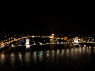 Fototapeta na wymiar The Chain Bridge over the Danube river in Budapest Hungary