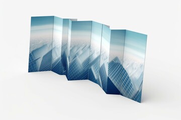 Mockup of brochure with horizontal accordion or zigzag fold, featuring five panels and ten pages, on a white background. Generative AI - obrazy, fototapety, plakaty