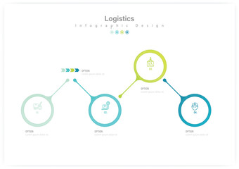 Four Steps Logistics Infographic Concepts Stock Illustration. Vector, Business, Logistics, Ideas, Strategy, Icons, Circle