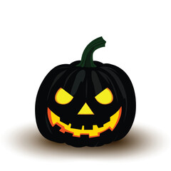 Halloween pumpkin icon, vector symbol of autumn, flat design, scary halloween pumpkin with smile, face with orange squash illustration isolated on white background, cartoon colorful illustration