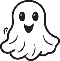 Childish spooky boo character for kids  cute funny happy ghost scary Magic spirit Isolated flat cartoon vector illustrations 