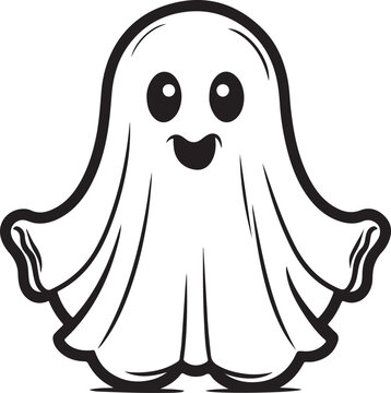 Childish spooky boo character for kids  cute funny happy ghost scary Magic spirit Isolated flat cartoon vector illustrations 