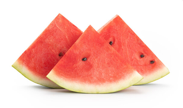 watermelon cut into pieces isolated on white background