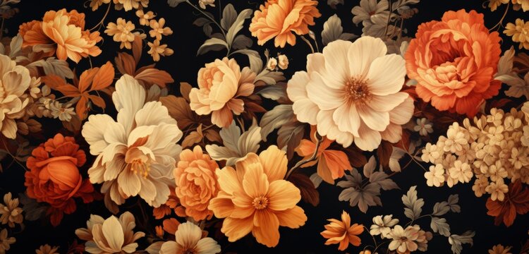 Vintage floral wallpaper pattern background. Generative AI