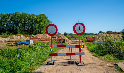 Blocked road for ground works in Belgium
