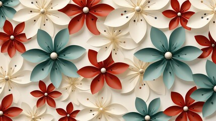 floral pattern, Beautiful abstract white and red floral wallpaper design, generative ai
