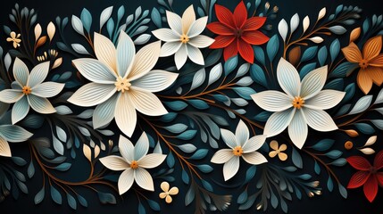 floral pattern, Beautiful abstract white and red floral wallpaper design, generative ai