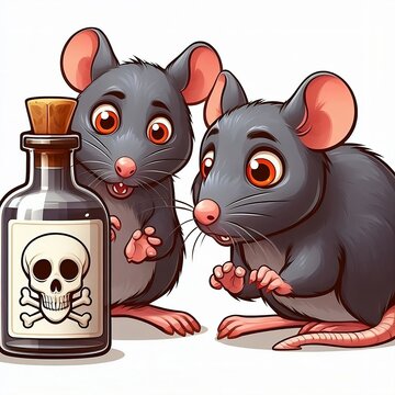 Two domestics rats affraid by poison